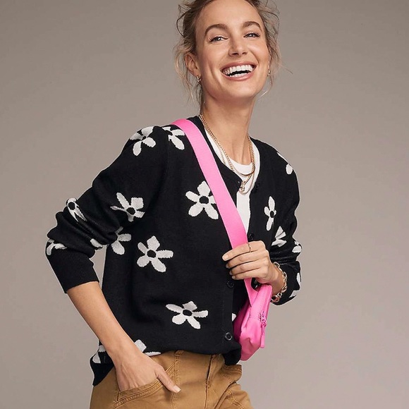 Maurices Sweaters - Maurice’s Women’s Floral Black and White Button Down Cardigan